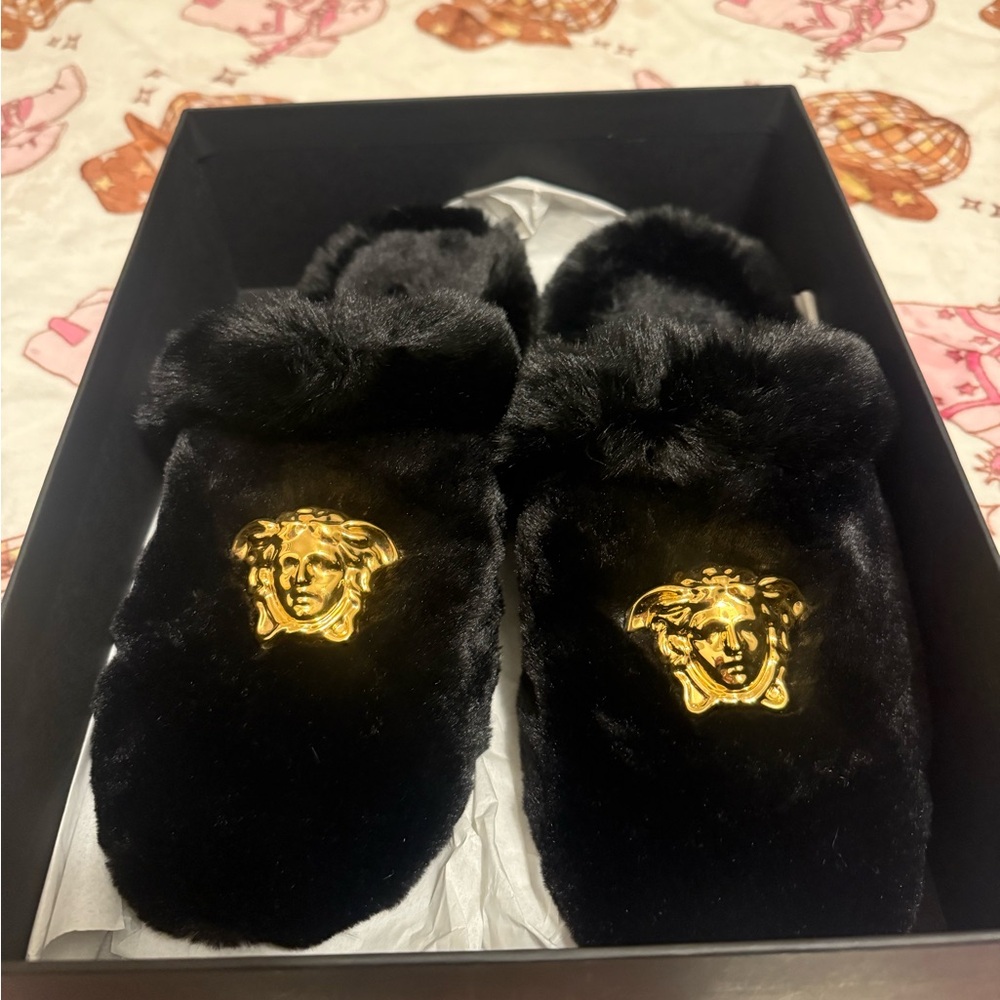 Versace Black and Gold Slippers